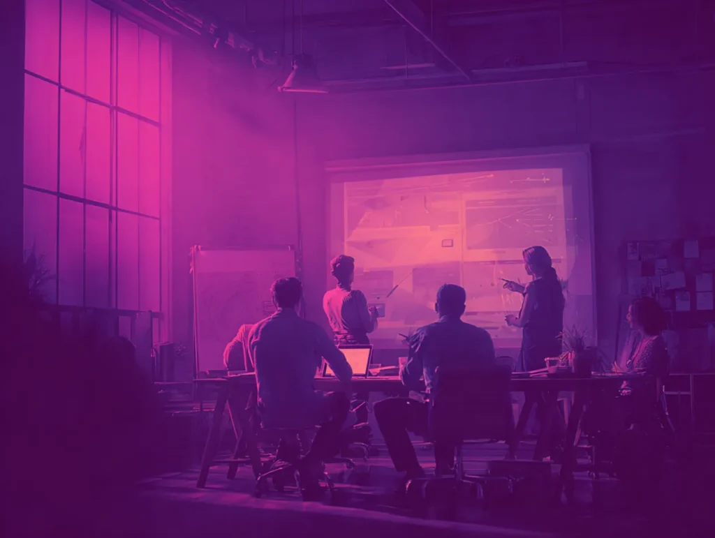 u1157782559 Cinematic realistic wide shot of a team collabora a4e7d907 3e43 4852 8ba0 7aa986296acf 1